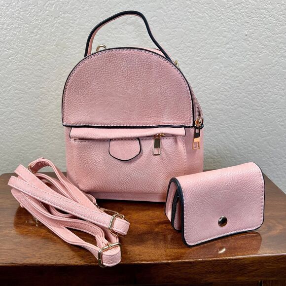 Pink backpack  Style made of Cowhide Leather with Cross-Body Strap in Pink Color main image 11